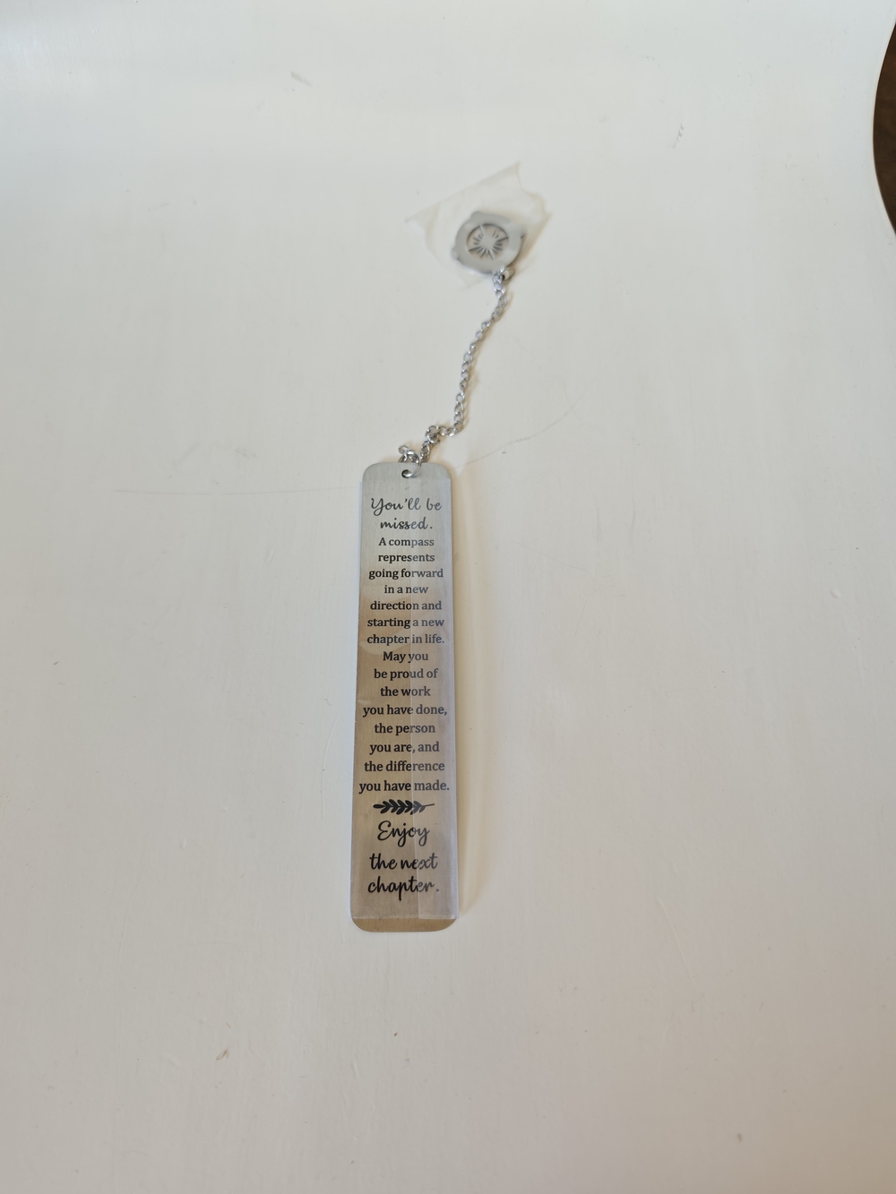 Silver Compass Bookmark with Inspirational Message